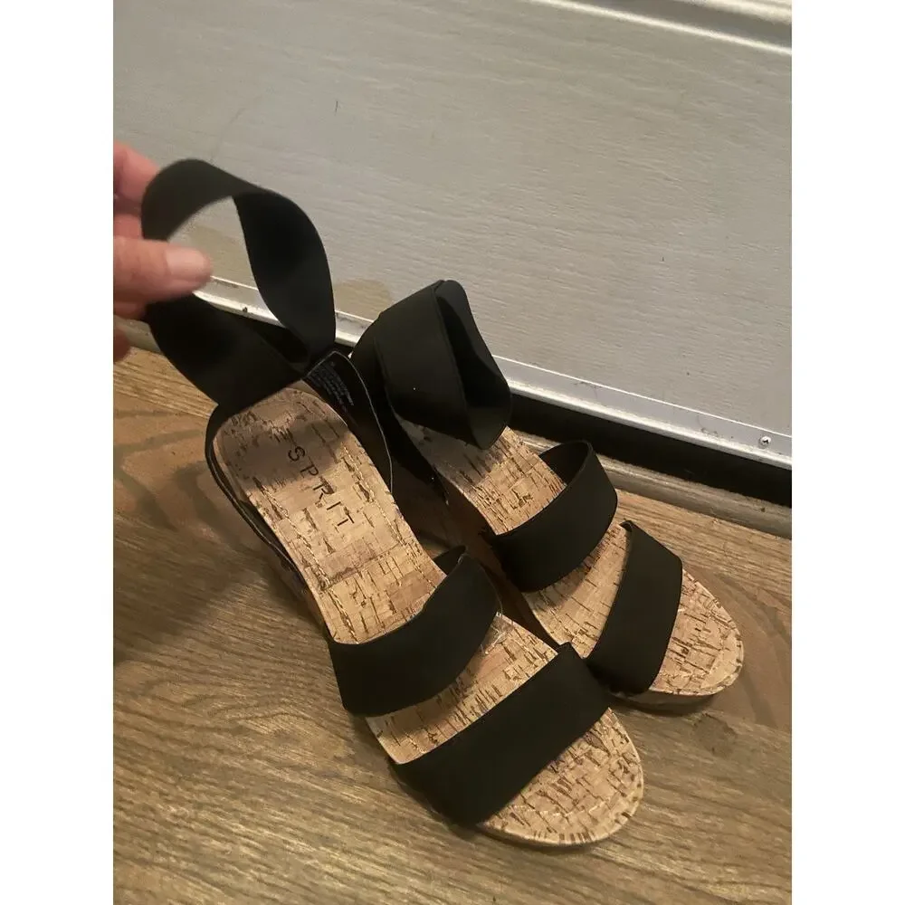 ESpirit Black Strappy Sandal shoes‎ Size 7
